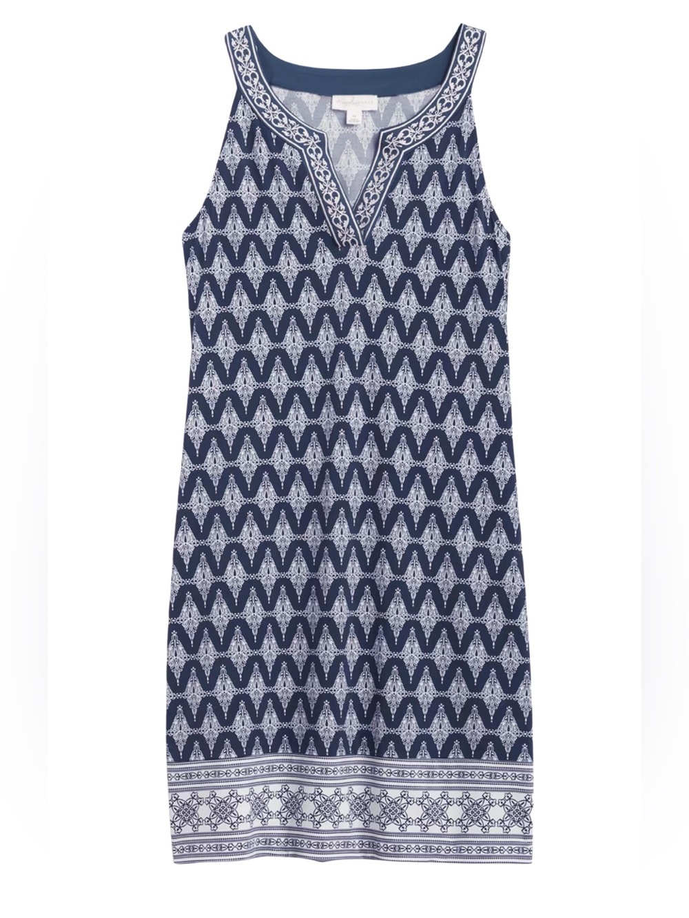 Like New: Sleeveless Alhambra Embroidered Trim Knit Dress | M
